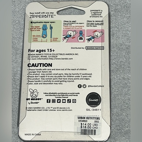 Sanrio My Melody Heart Zipper Accessory NEW NWT NIB - Picture 3 of 3